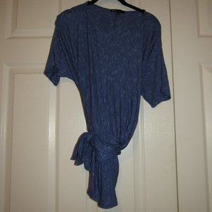 Gibson XS Blue/White Striped Wrap Around Tie Waist Knit Top